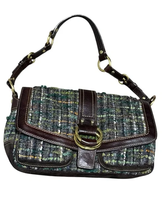 RARE VTG Coach Soho Womens Tweed Shoulder Bag Wool Alpaca Brown Green Y2K - Picture 3 of 16